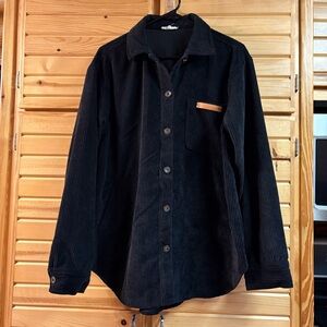 LA MIEL Women’s Oversized Black Corduroy Shacket, Size M